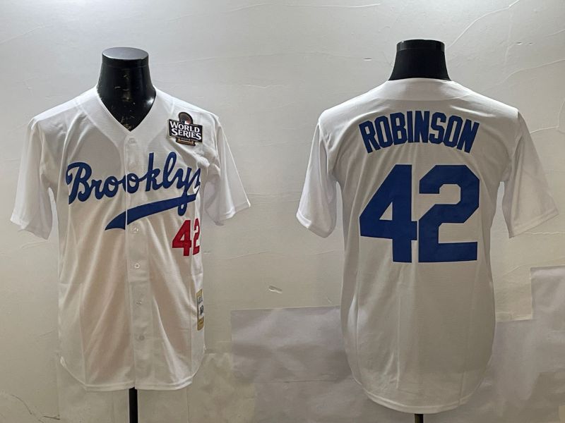 Men Los Angeles Dodgers #42 Robinson White Throwback Game 2025 Nike MLB Jersey style 1->los angeles dodgers->MLB Jersey
